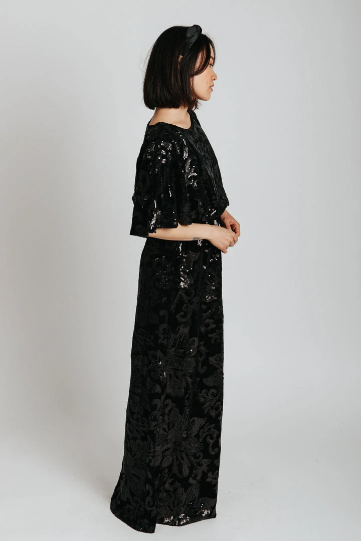 Piper & Scoot The Hull Sequin Detail Maxi Dress In Black Dresses