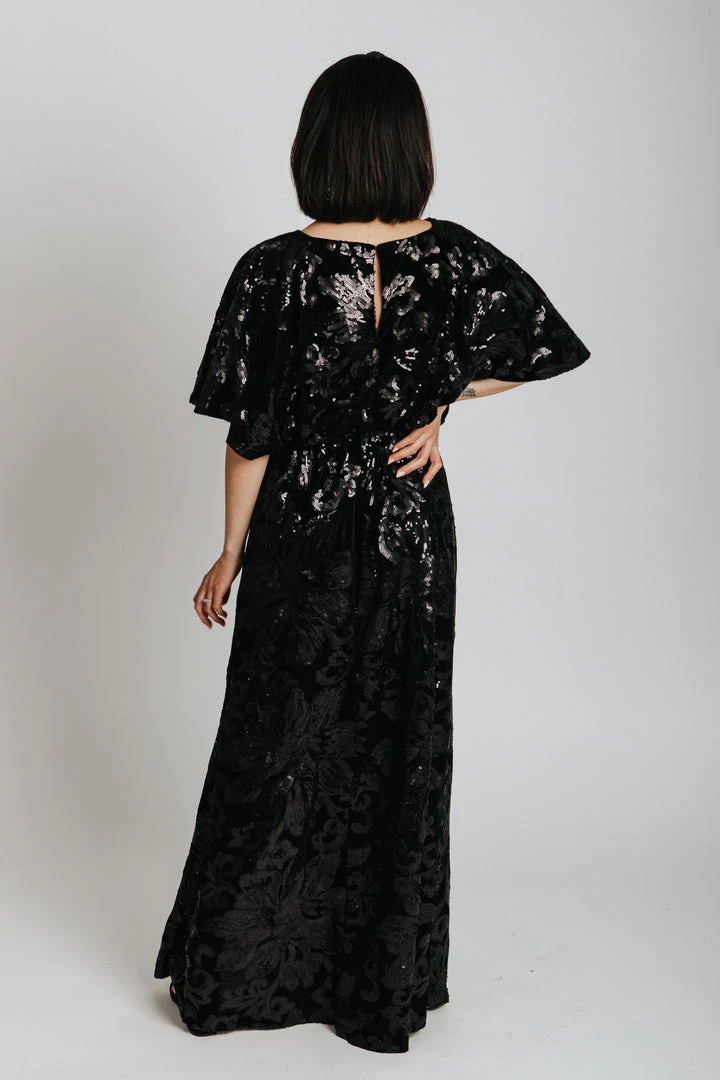 Piper & Scoot The Hull Sequin Detail Maxi Dress In Black Dresses