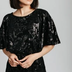 Piper & Scoot The Hull Sequin Detail Maxi Dress In Black Dresses