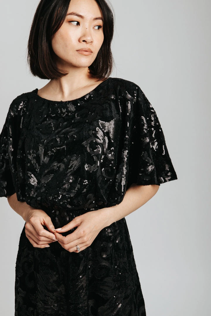 Piper & Scoot The Hull Sequin Detail Maxi Dress In Black Dresses