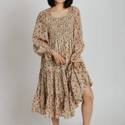 Piper & Scoot The Seattle Floral Midi Dress In Green