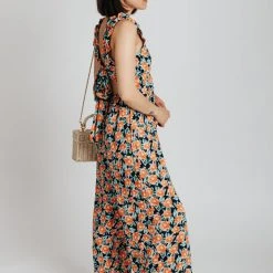 Piper & Scoot The Geddie Tank Floral Jumpsuit In Navy