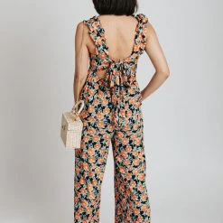 Piper & Scoot The Geddie Tank Floral Jumpsuit In Navy