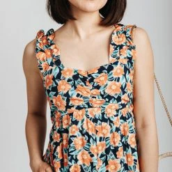 Piper & Scoot The Geddie Tank Floral Jumpsuit In Navy