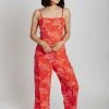Piper & Scoot The Sammy Square Neck Jumpsuit In Red + Pink Bottoms + Jumpsuits