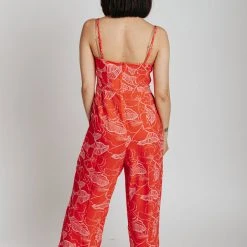 Piper & Scoot The Sammy Square Neck Jumpsuit In Red + Pink Bottoms + Jumpsuits