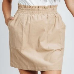 Piper & Scoot The Elliott Corduroy Skirt In Tan Bottoms + Jumpsuits