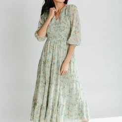 Piper & Scoot The Jessa Smocked Maxi Dress In Dusty Sage Dresses
