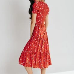 Piper & Scoot The McCall Floral Dress In Red