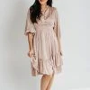 Piper & Scoot Dresses The Delling Patterned Dress In Dusty Salmon
