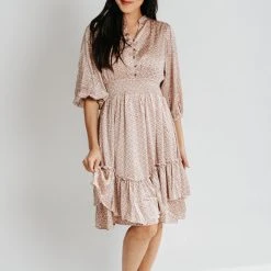 Piper & Scoot Dresses The Delling Patterned Dress In Dusty Salmon