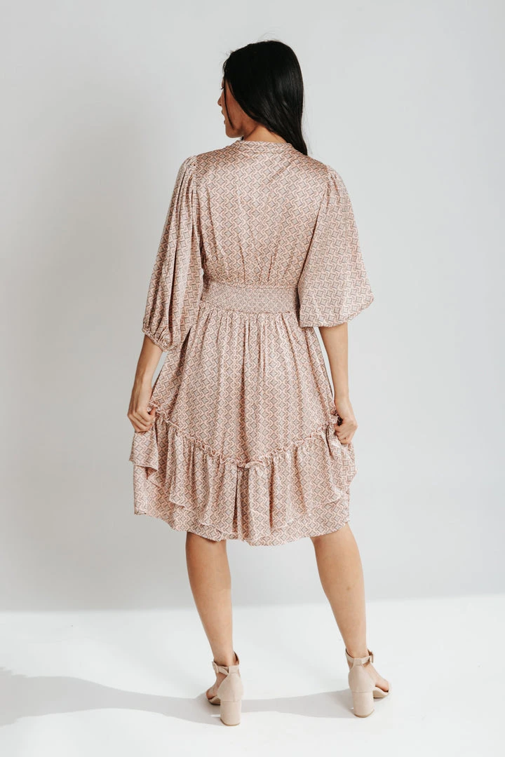 Piper & Scoot Dresses The Delling Patterned Dress In Dusty Salmon