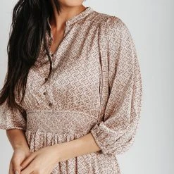 Piper & Scoot Dresses The Delling Patterned Dress In Dusty Salmon