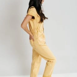 Piper & Scoot The Taft Wide Leg Jumpsuit In Light Yellow Bottoms + Jumpsuits