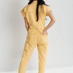 Piper & Scoot The Taft Wide Leg Jumpsuit In Light Yellow Bottoms + Jumpsuits