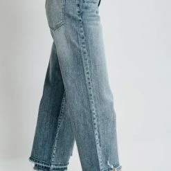 Piper & Scoot Denim: The High Rise Crop Wide Leg Raw Hem Jean In Light Blue Bottoms + Jumpsuits