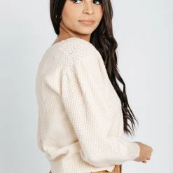 Piper & Scoot Tops The Ames Detailed Cardigan In Cream