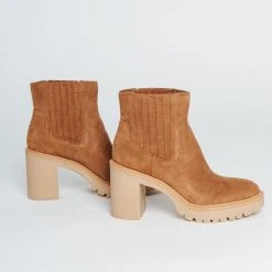 Piper & Scoot Shoes Dolce Vita: Caster H2O Booties In Camel Suede