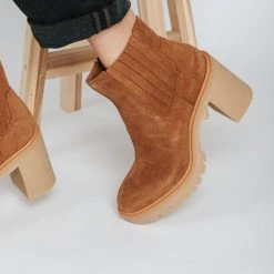 Piper & Scoot Shoes Dolce Vita: Caster H2O Booties In Camel Suede