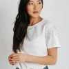 Piper & Scoot Tops The Storie Fringe Detail Tee In Off White