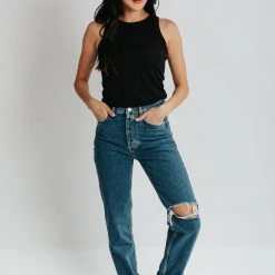 Piper & Scoot Free People: The Lasso Jean In Sapphire Bottoms + Jumpsuits