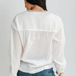 Piper & Scoot Tops The Lundenburg Embroidered Blouse In Cream
