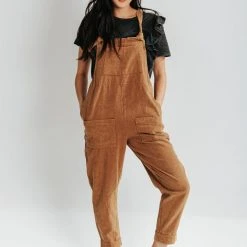 Piper & Scoot: The Truman Pocket Overalls In Camel Bottoms + Jumpsuits