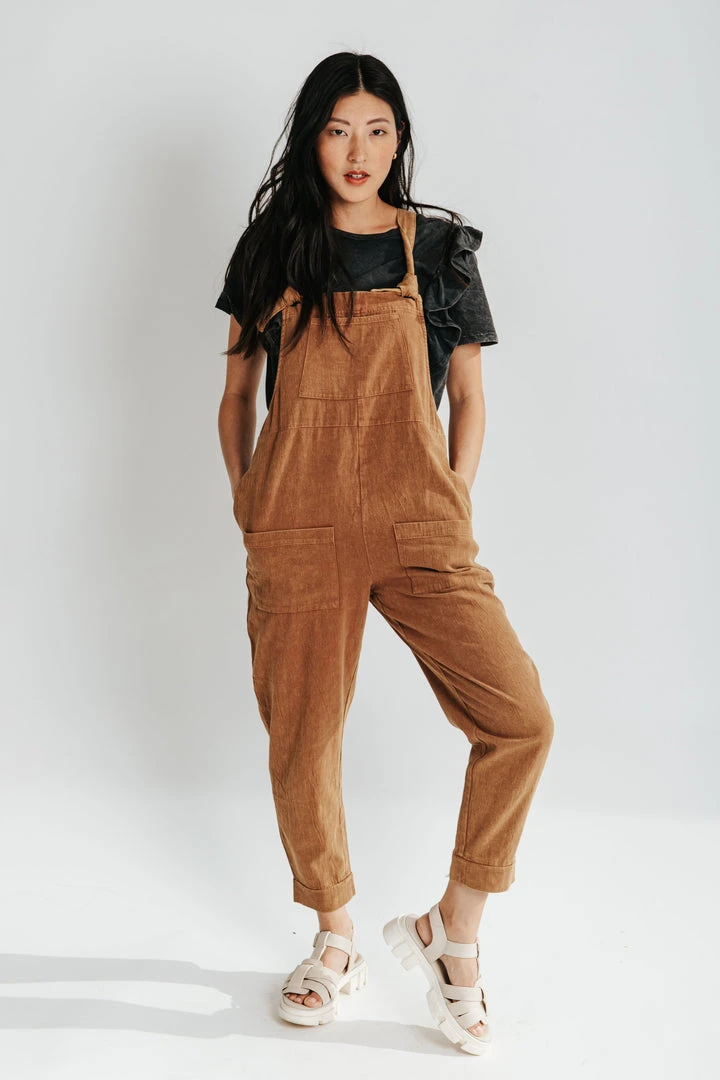 Piper & Scoot: The Truman Pocket Overalls In Camel Bottoms + Jumpsuits