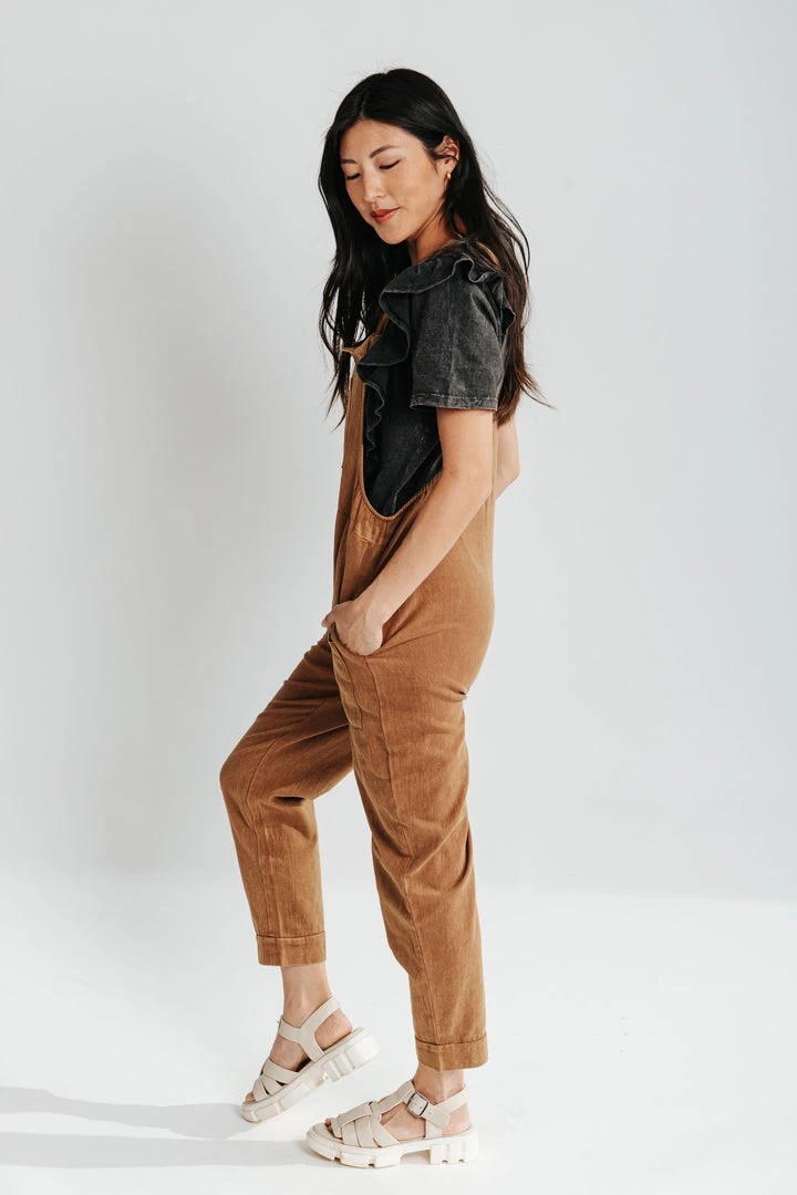 Piper & Scoot: The Truman Pocket Overalls In Camel Bottoms + Jumpsuits