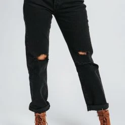 Piper & Scoot Free People: Bren Boyfriend Jeans In Black Magic Bottoms + Jumpsuits