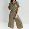 Piper & Scoot The Kaysha Linen Jumpsuit In Sage Bottoms + Jumpsuits