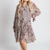 Piper & Scoot The Shauna Patterned Dress In Dusty Blue