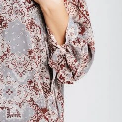 Piper & Scoot The Shauna Patterned Dress In Dusty Blue