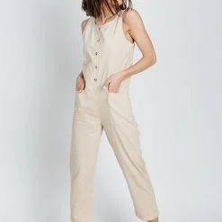Piper & Scoot Bottoms + Jumpsuits The Evangeline Corduroy Jumpsuit In Taupe