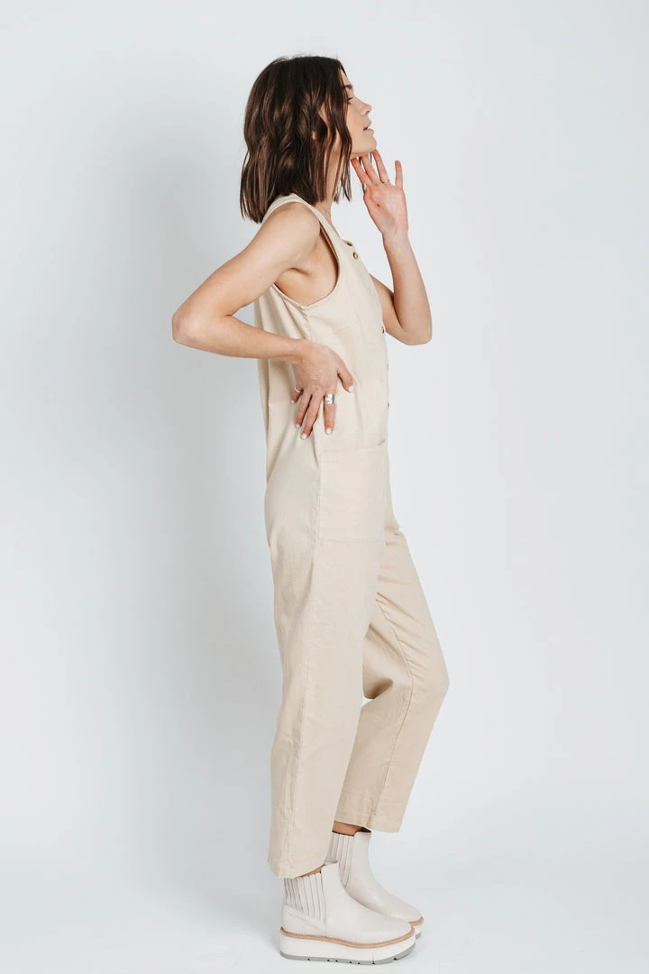 Piper & Scoot Bottoms + Jumpsuits The Evangeline Corduroy Jumpsuit In Taupe