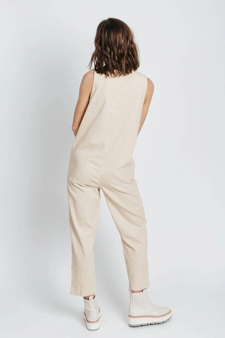 Piper & Scoot Bottoms + Jumpsuits The Evangeline Corduroy Jumpsuit In Taupe