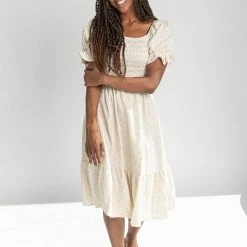 Piper & Scoot Dresses The Jilly Smocked Midi Dress In Cream