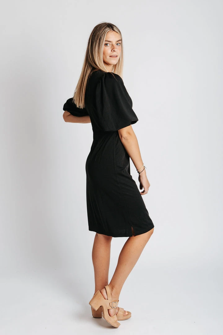 Piper & Scoot: The Graceful Puff Sleeve Dress In Black