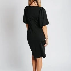 Piper & Scoot: The Graceful Puff Sleeve Dress In Black