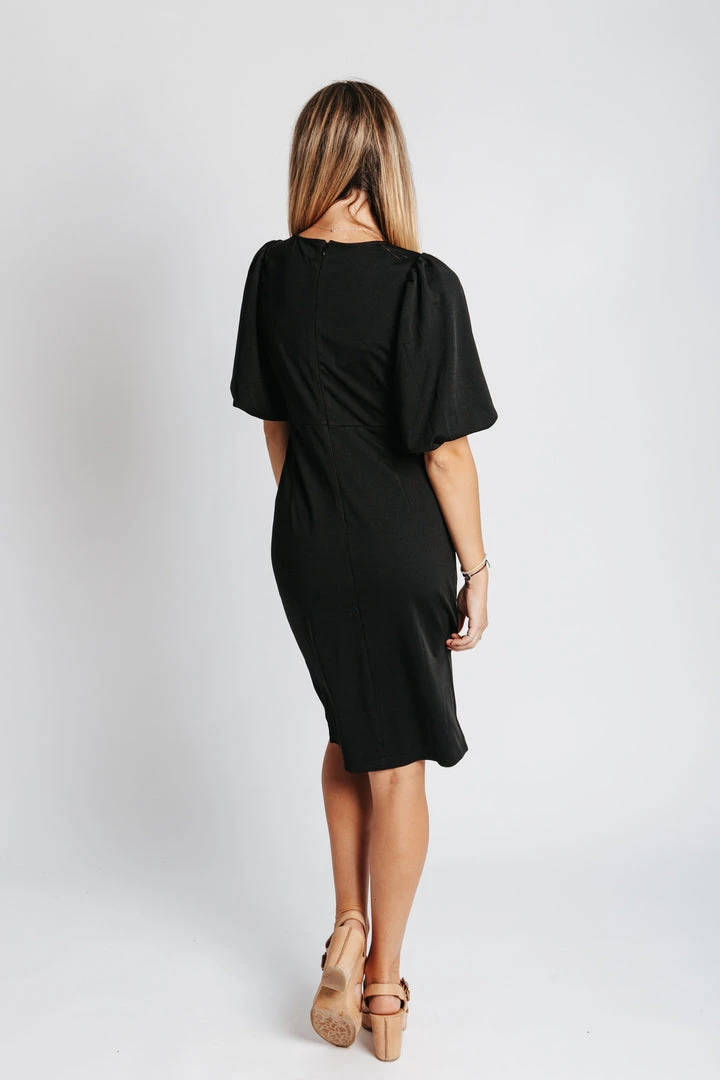 Piper & Scoot: The Graceful Puff Sleeve Dress In Black