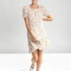 Piper & Scoot The Rune Square Neck Floral Detail Dress In Ivory Dresses