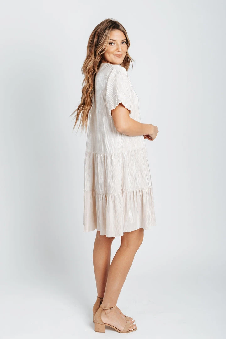 Piper & Scoot Dresses The Arabella Shimmer Tiered Dress In Cream