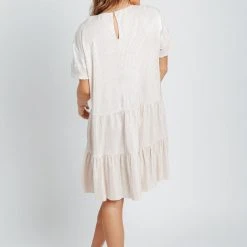 Piper & Scoot Dresses The Arabella Shimmer Tiered Dress In Cream