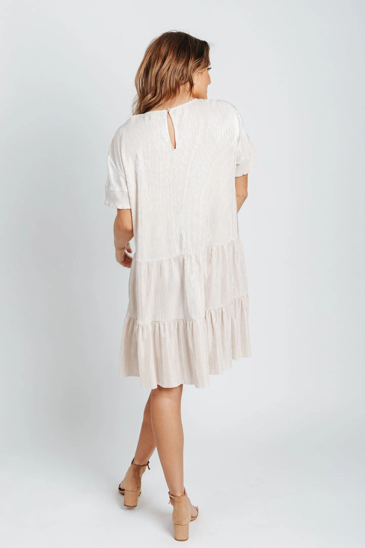 Piper & Scoot Dresses The Arabella Shimmer Tiered Dress In Cream