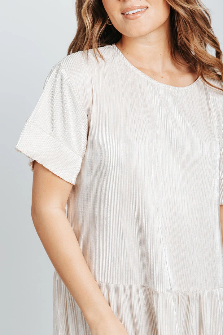 Piper & Scoot Dresses The Arabella Shimmer Tiered Dress In Cream
