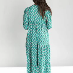 Piper & Scoot The Townes Puff Sleeve Maxi Dress In Green