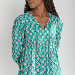 Piper & Scoot The Townes Puff Sleeve Maxi Dress In Green