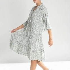 Piper & Scoot The Molly Ditsy Floral Dress In Blue