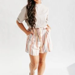 Piper & Scoot Bottoms + Jumpsuits The Nadine Paper Bag Shorts In Pink Multi