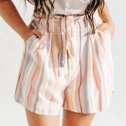 Piper & Scoot Bottoms + Jumpsuits The Nadine Paper Bag Shorts In Pink Multi